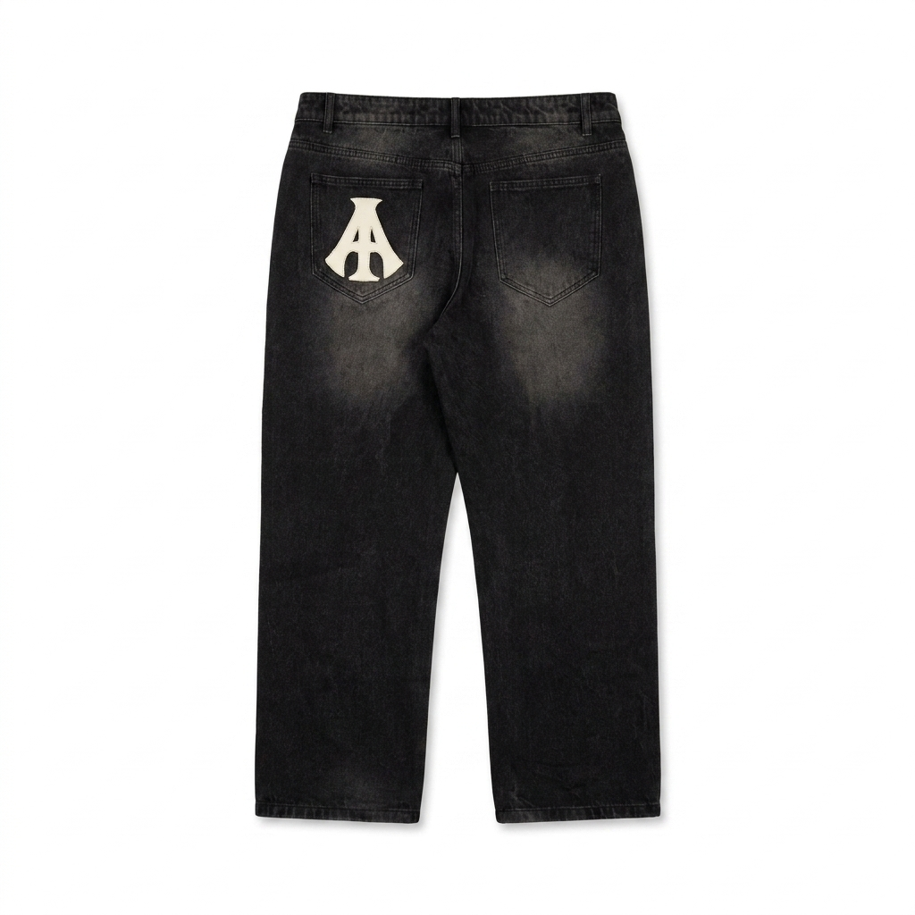 Black Wash Logo Jeans